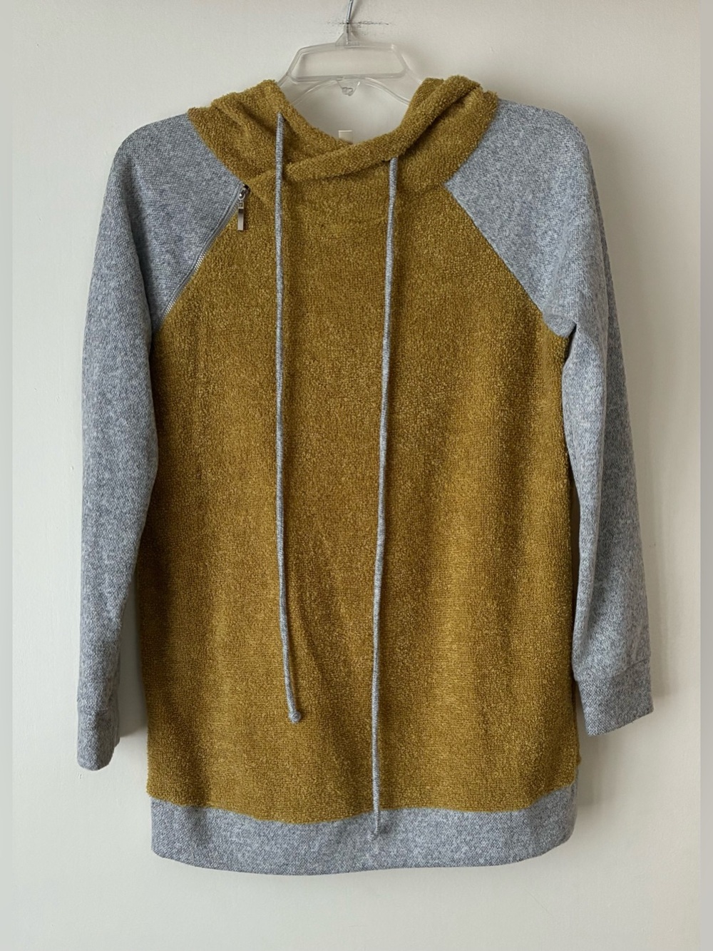 Hailey & Co Colorblock Hooded Sweatshirt, Sz. S, Gold/Gray, Terry Cloth Hoodie